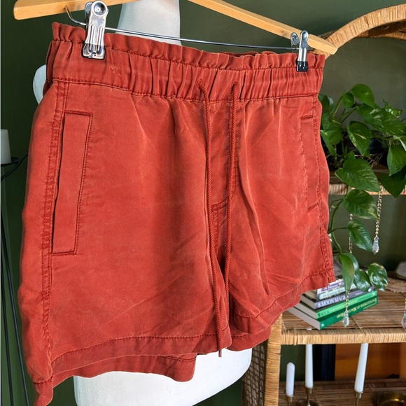 Burnt Orange Loft Cinch Back Pocket High Waisted Paper Bag Shorts - Picture 2 of 4